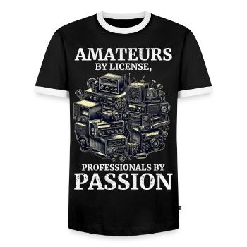 Amateurs amateurs passionnés de radio amateur vintage par licence - T-shirt contrasté Homme - noir/blanc - Devant - AI Model Female 172 light (172cm) & AI Model Male 178 light (178cm)