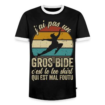 J'ai Pas Un Gros Bide Humour Sarcasme - T-shirt contrasté Homme - noir/blanc - Devant - AI Model Female 172 light (172cm) & AI Model Male 178 light (178cm)