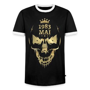 Mai 1983 Skull Gold - T-shirt contrasté Homme - noir/blanc - Devant - AI Model Female 172 light (172cm) & AI Model Male 178 light (178cm)