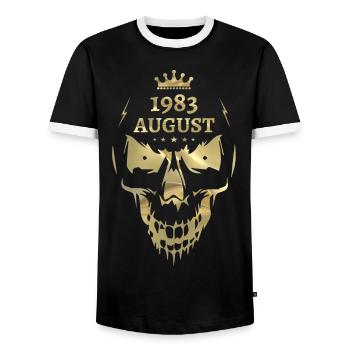Août 1983 Skull Gold - T-shirt contrasté Homme - noir/blanc - Devant - AI Model Female 172 light (172cm) & AI Model Male 178 light (178cm)
