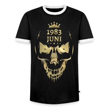 Juin 1983 Skull Gold - T-shirt contrasté Homme - noir/blanc - Devant - AI Model Female 172 light (172cm) & AI Model Male 178 light (178cm)