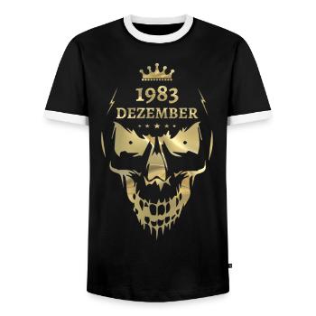 Décembre 1983 Skull Gold - T-shirt contrasté Homme - noir/blanc - Devant - AI Model Female 172 light (172cm) & AI Model Male 178 light (178cm)