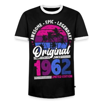 1962 Vintage 60e anniversaire rétro Vintage - T-shirt contrasté Homme - noir/blanc - Devant - AI Model Female 172 light (172cm) & AI Model Male 178 light (178cm)
