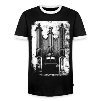 Organ Organist Church Organ - Men's Ringer Shirt - black/white - Front - AI Model Female 172 light (172cm) & AI Model Male 178 light (178cm)