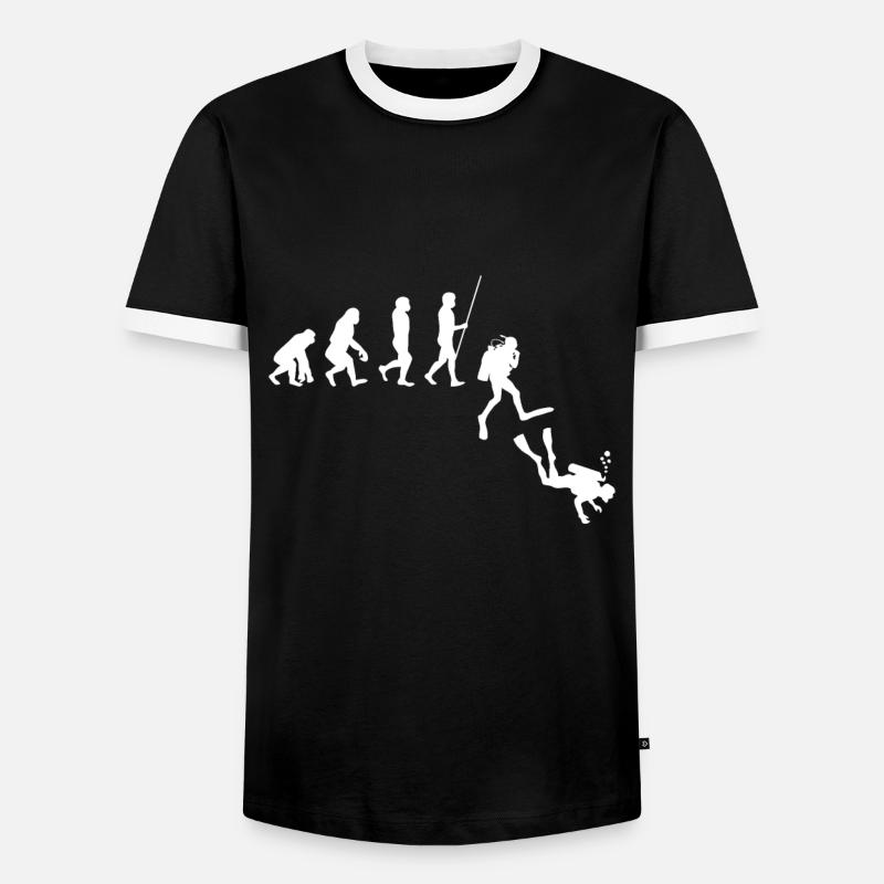 Évolution de la plongée | Évolution - T-shirt contrasté Homme - noir/blanc
