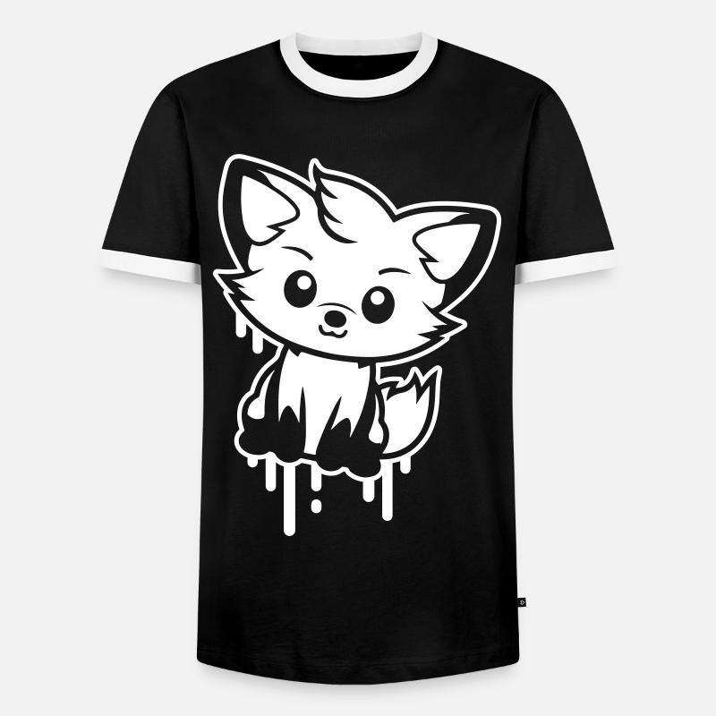 Fuchs Comic - Männer Kontrast-T-Shirt - Schwarz/Weiß