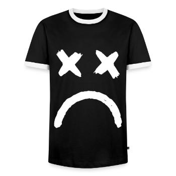 Smiley Crossed Eyed Sad Smiley - Männer Kontrast-T-Shirt - Schwarz/Weiß - Vorne - AI Model Female 172 light (172cm) & AI Model Male 178 light (178cm)