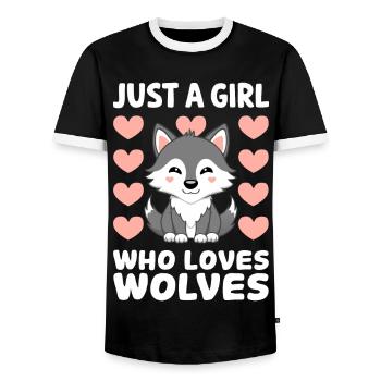 Wolf Wölfe Tier Jaulen - Männer Kontrast-T-Shirt - Schwarz/Weiß - Vorne - AI Model Female 172 light (172cm) & AI Model Male 178 light (178cm)