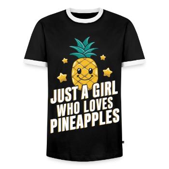 Ananas Fruit tropical hawaïen - T-shirt contrasté Homme - noir/blanc - Devant - AI Model Female 172 light (172cm) & AI Model Male 178 light (178cm)