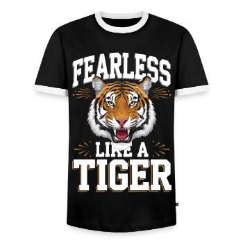 Tiger Animal Zoo Wild Animal - Men's Ringer Shirt - black/white - Front - AI Model Female 172 light (172cm) & AI Model Male 178 light (178cm)