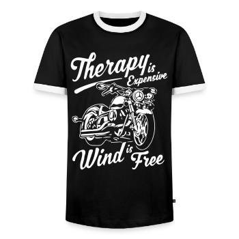 Funny Biker Motorcycle Rider - Men's Ringer Shirt - black/white - Front - AI Model Female 172 light (172cm) & AI Model Male 178 light (178cm)