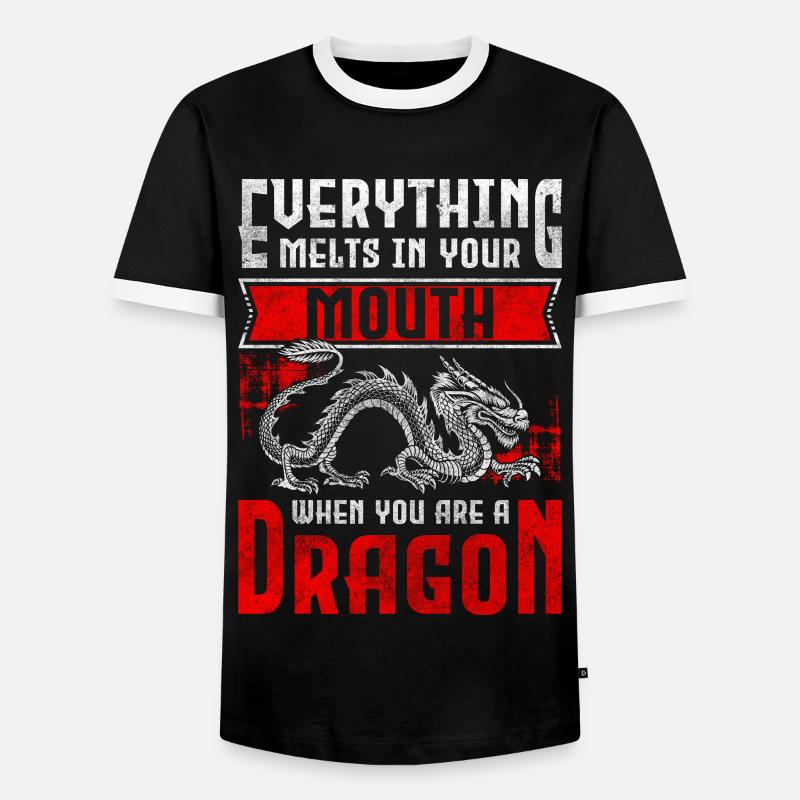 Fire Wing Creature - Men's Ringer Shirt - black/white