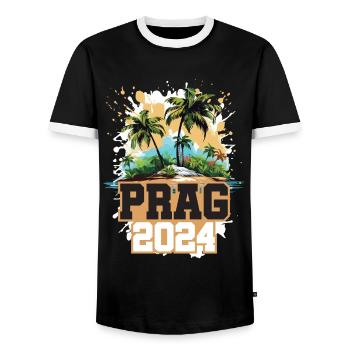 Prague 2024 Voyage Vacances - T-shirt contrasté Homme - noir/blanc - Devant - AI Model Female 172 light (172cm) & AI Model Male 178 light (178cm)