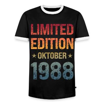 Édition limitée fête d’anniversaire Vintage 1988 - T-shirt contrasté Homme - noir/blanc - Devant - AI Model Female 172 light (172cm) & AI Model Male 178 light (178cm)