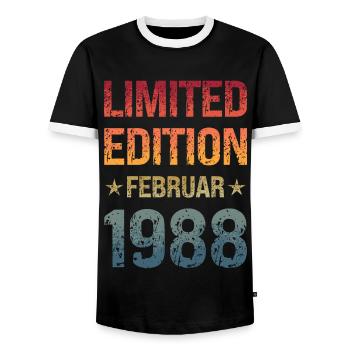 Édition limitée fête d’anniversaire Vintage 1988 - T-shirt contrasté Homme - noir/blanc - Devant - AI Model Female 172 light (172cm) & AI Model Male 178 light (178cm)