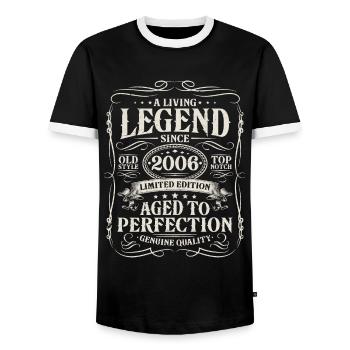 Né en 2006 Légende vivante depuis 2006 - T-shirt contrasté Homme - noir/blanc - Devant - AI Model Female 172 light (172cm) & AI Model Male 178 light (178cm)