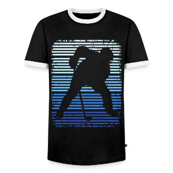Hockey sur glace Hockey rétro Joueurs de hockey sur glace - T-shirt contrasté Homme - noir/blanc - Devant - AI Model Female 172 light (172cm) & AI Model Male 178 light (178cm)