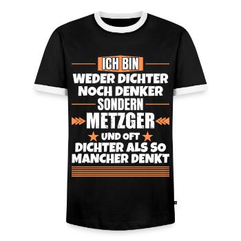 Weder Dichter noch Denker, sondern Metzger - Männer Kontrast-T-Shirt - Schwarz/Weiß - Vorne - AI Model Female 172 light (172cm) & AI Model Male 178 light (178cm)