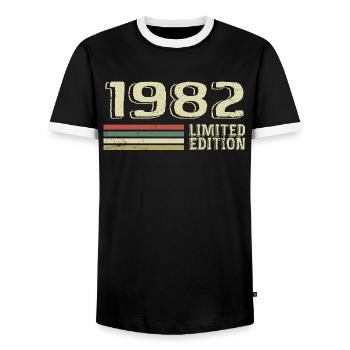 Nées en 1982 anniversaire 1982 Vintage 1982 - T-shirt contrasté Homme - noir/blanc - Devant - AI Model Female 172 light (172cm) & AI Model Male 178 light (178cm)