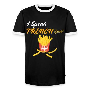 French fries - T-shirt contrasté Homme - noir/blanc - Devant - AI Model Female 172 light (172cm) & AI Model Male 178 light (178cm)