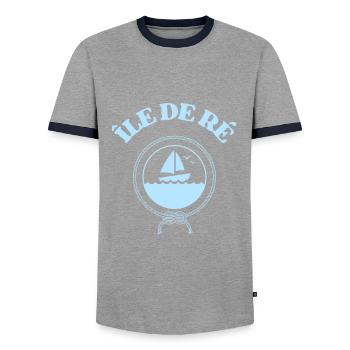 ile de ré bateau charente maritime - T-shirt contrasté Homme - gris/marine  - Devant - AI Model Female 172 light (172cm) & AI Model Male 178 light (178cm)