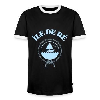 ile de ré bateau charente maritime - T-shirt contrasté Homme - noir/blanc - Devant - AI Model Female 172 light (172cm) & AI Model Male 178 light (178cm)