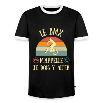 bmx m'appelle homme humour ado vintage idée cadeau - T-shirt contrasté Homme - noir/blanc - Devant - AI Model Female 172 light (172cm) & AI Model Male 178 light (178cm)