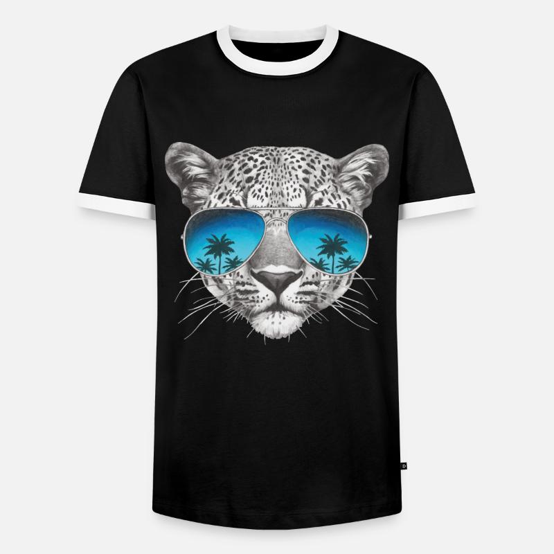 Leopard "Cool" - Männer Kontrast-T-Shirt - Schwarz/Weiß