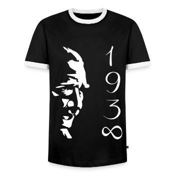 Atatürk 1938 - T-shirt contrasté Homme - noir/blanc - Devant - AI Model Female 172 light (172cm) & AI Model Male 178 light (178cm)