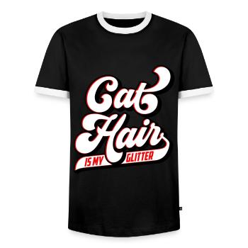 Cat hair is my glitter | Colors can be changed - Men's Ringer Shirt - black/white - Front - AI Model Female 172 light (172cm) & AI Model Male 178 light (178cm)
