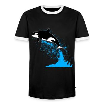 Orca, killer whale, killer whale, killer whale, sea - Men's Ringer Shirt - black/white - Front - AI Model Female 172 light (172cm) & AI Model Male 178 light (178cm)
