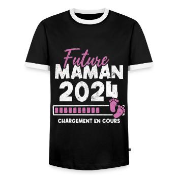 Future maman 2024 chargement en cours - T-shirt contrasté Homme - noir/blanc - Devant - AI Model Female 172 light (172cm) & AI Model Male 178 light (178cm)