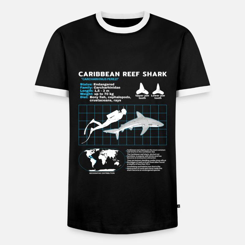 Caribbean Reef Shark Datasheet - Men's Ringer Shirt - black/white