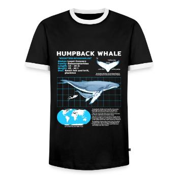 Buckelwal Datenblatt - Männer Kontrast-T-Shirt - Schwarz/Weiß - Vorne - AI Model Female 172 light (172cm) & AI Model Male 178 light (178cm)