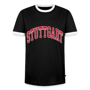 Stuttgart - Men's Ringer Shirt - black/white - Front - AI Model Female 172 light (172cm) & AI Model Male 178 light (178cm)