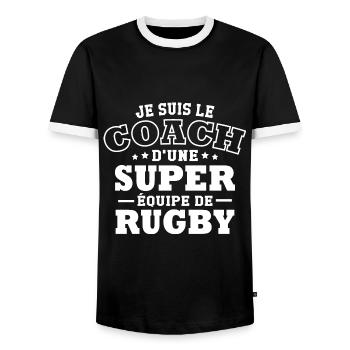 Je suis le coach d une super équipe de rugby - T-shirt contrasté Homme - noir/blanc - Devant - AI Model Female 172 light (172cm) & AI Model Male 178 light (178cm)