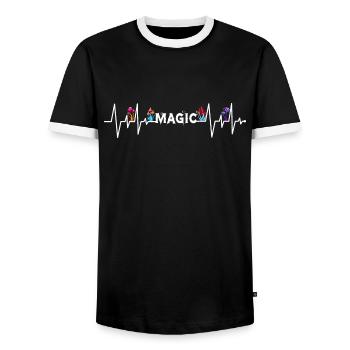 Magic Mushroom Psychedelischer Herzschlag Pilz - Männer Kontrast-T-Shirt - Schwarz/Weiß - Vorne - AI Model Female 172 light (172cm) & AI Model Male 178 light (178cm)