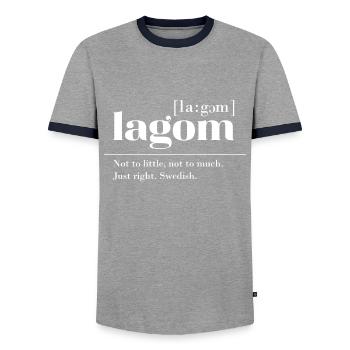 Lagom Mot suédois pour cadeau juste Juste - T-shirt contrasté Homme - gris/marine  - Devant - AI Model Female 172 light (172cm) & AI Model Male 178 light (178cm)