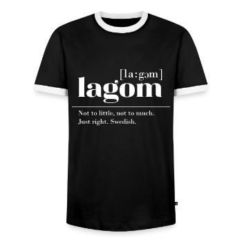 Lagom Mot suédois pour cadeau juste Juste - T-shirt contrasté Homme - noir/blanc - Devant - AI Model Female 172 light (172cm) & AI Model Male 178 light (178cm)