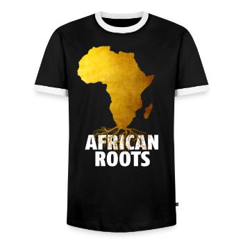Afrikanische Wurzeln - Männer Kontrast-T-Shirt - Schwarz/Weiß - Vorne - AI Model Female 172 light (172cm) & AI Model Male 178 light (178cm)