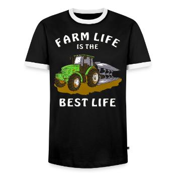 TRACTEUR CHARRUE LA VIE À LA FERME EST LA MEILLEURE VIE - T-shirt contrasté Homme - noir/blanc - Devant - AI Model Female 172 light (172cm) & AI Model Male 178 light (178cm)