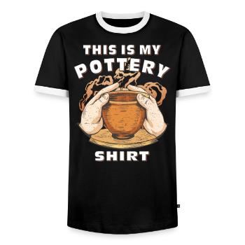 THIS IS MY POTTERY SHIRT - Men's Ringer Shirt - black/white - Front - AI Model Female 172 light (172cm) & AI Model Male 178 light (178cm)