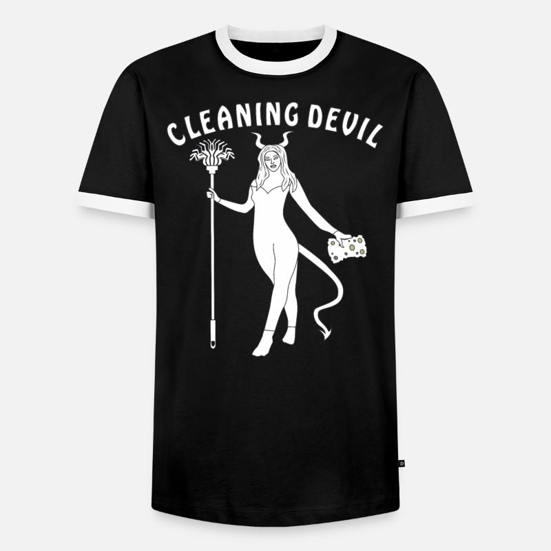 CLEANING DEVIL - Men's Ringer Shirt - black/white