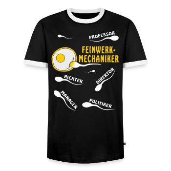 FEINWERKMECHANIKER - Männer Kontrast-T-Shirt - Schwarz/Weiß - Vorne - AI Model Female 172 light (172cm) & AI Model Male 178 light (178cm)