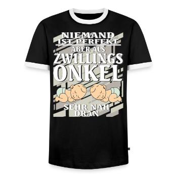 ZWILLINGS ONKEL - Männer Kontrast-T-Shirt - Schwarz/Weiß - Vorne - AI Model Female 172 light (172cm) & AI Model Male 178 light (178cm)