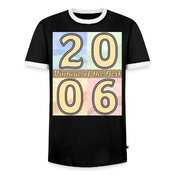 BIRTHDAY YEAR 2006 - Men's Ringer Shirt - black/white - Front - AI Model Female 172 light (172cm) & AI Model Male 178 light (178cm)