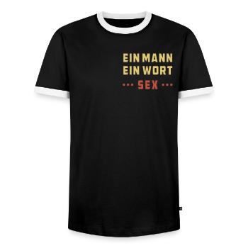 EIN MANN EIN WORT SEX - Männer Kontrast-T-Shirt - Schwarz/Weiß - Vorne - AI Model Female 172 light (172cm) & AI Model Male 178 light (178cm)
