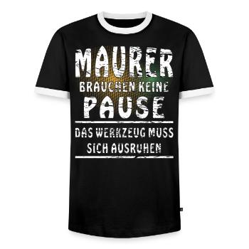 MAURER BRAUCHEN KEINE PAUSE - Männer Kontrast-T-Shirt - Schwarz/Weiß - Vorne - AI Model Female 172 light (172cm) & AI Model Male 178 light (178cm)