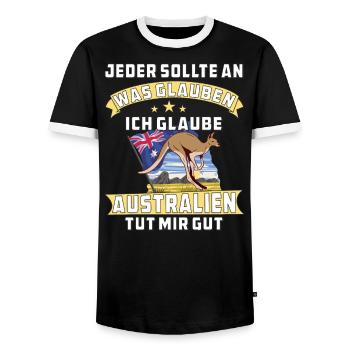 AUSTRALIEN TUT MIR GUT - Männer Kontrast-T-Shirt - Schwarz/Weiß - Vorne - AI Model Female 172 light (172cm) & AI Model Male 178 light (178cm)
