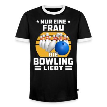 FRAU DIE BOWLING LIEBT - Männer Kontrast-T-Shirt - Schwarz/Weiß - Vorne - AI Model Female 172 light (172cm) & AI Model Male 178 light (178cm)